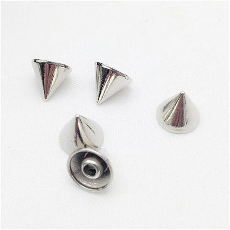 100pcs/set Silver Cone Studs And Spikes DIY Craft Cool Punk Garment Rivets For Clothes Bag Shoes Leather DIY Handcraft