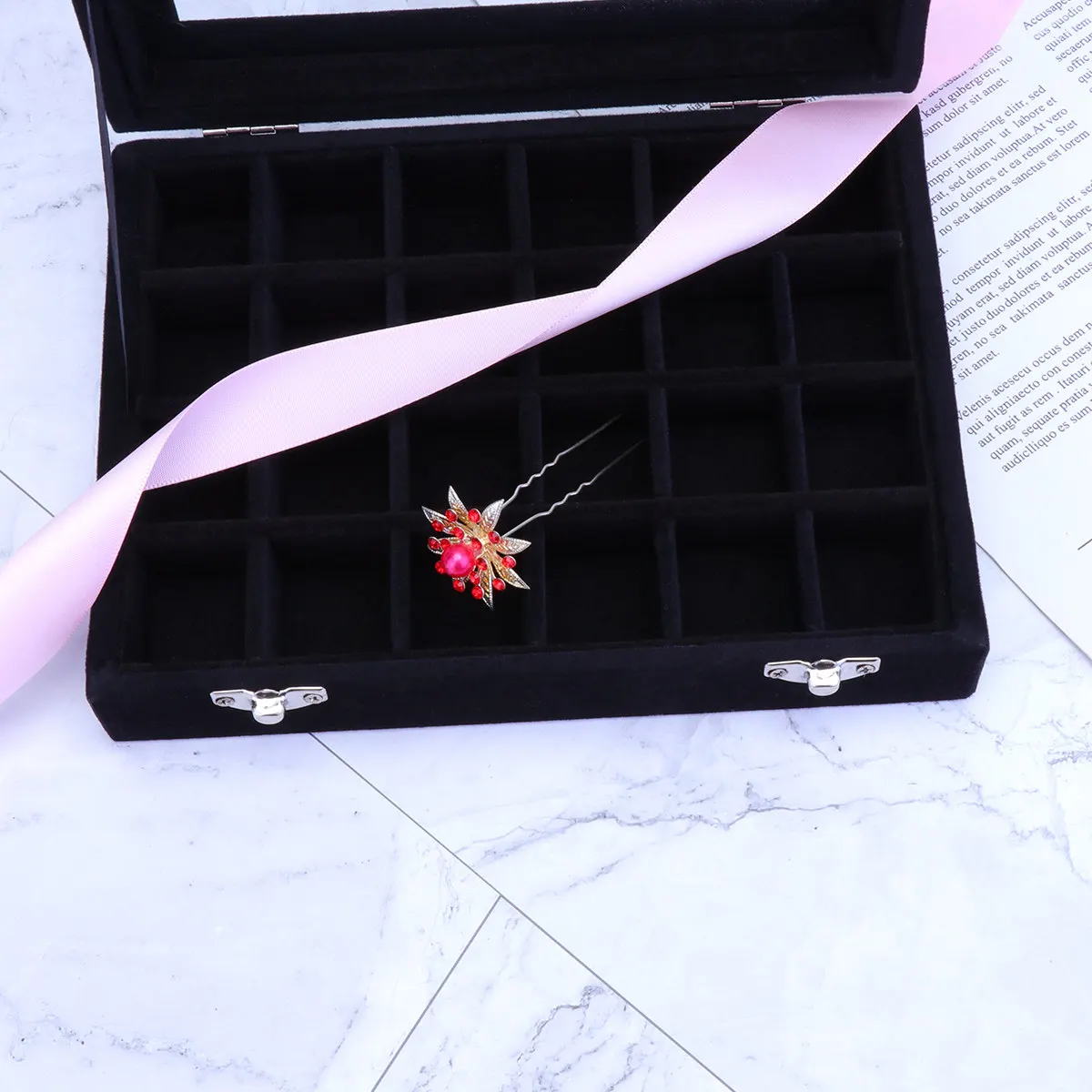 

24-Grid Wooden Jewelry Organizer with Transparent Lid for Rings Earrings Necklaces Bracelets Stylish Space-Saving Display Box