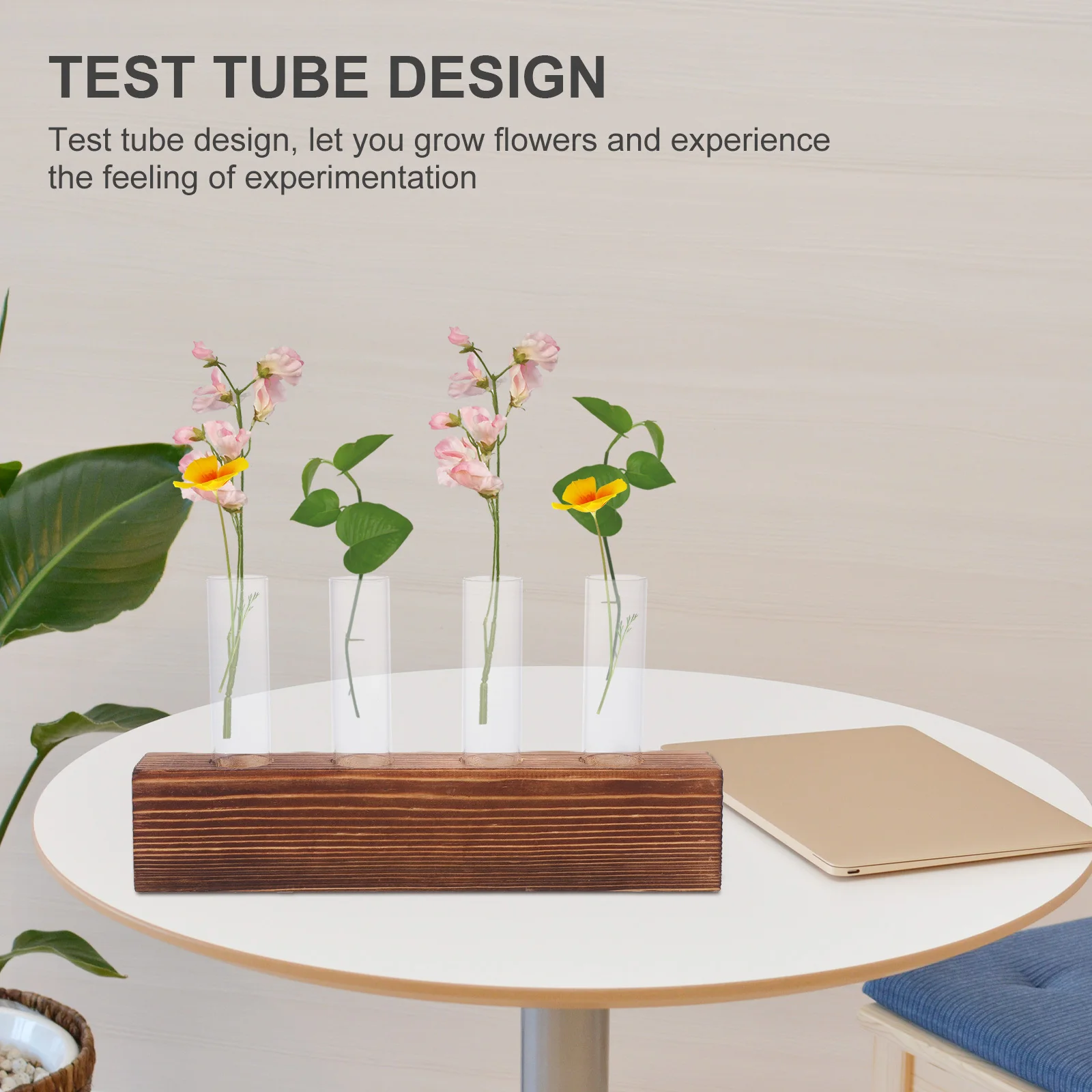 

1 set Water Propagation Glass Vase With Wooden Stand Hydroponic Flower Pot For Home Office Decor Desktop Plant Arrangement