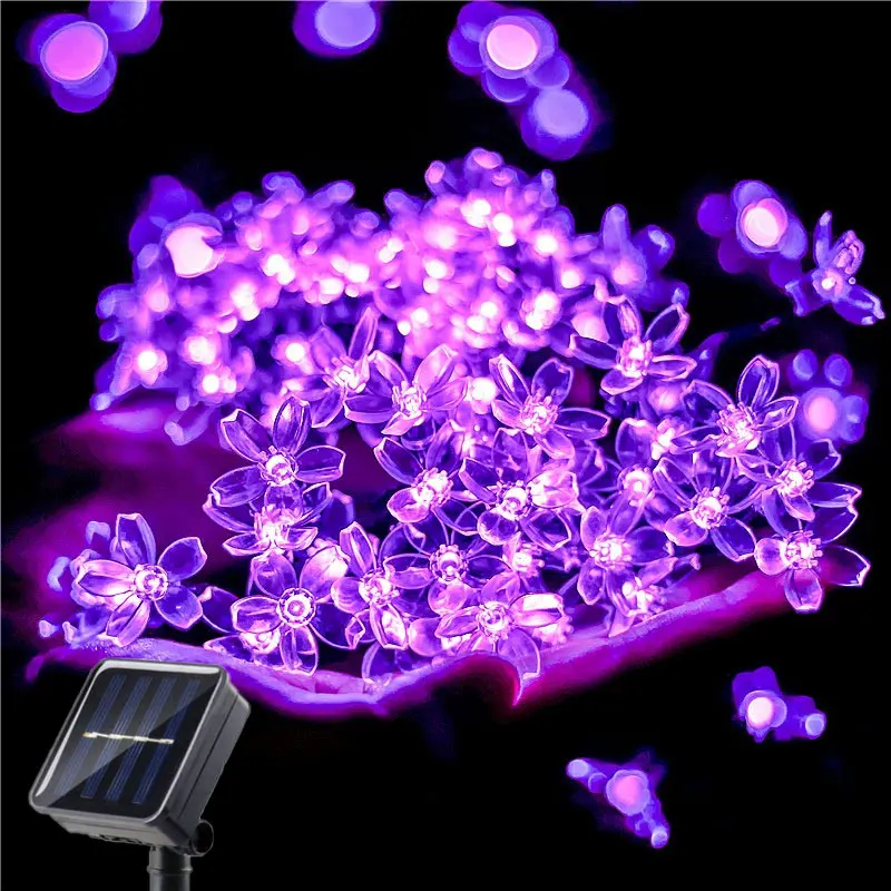 

5M 7M 12M Solar String Lights Outdoor Waterproof 8 Mode Cherry Flower Light Christmas Garden Party Decoration Fairy Wedding Lamp