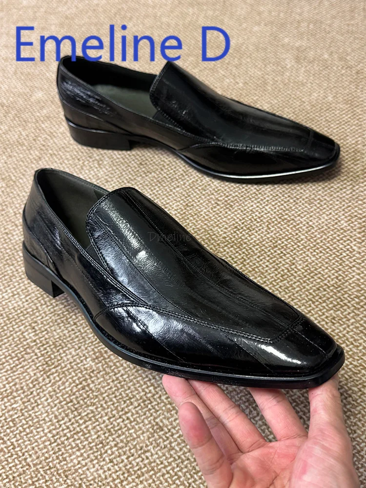 

Square Headed Leather Patchwork Derby Shoes Vintage Vintage Single Shoes Unisex Thick Heel Versatile Casual Leather Shoes