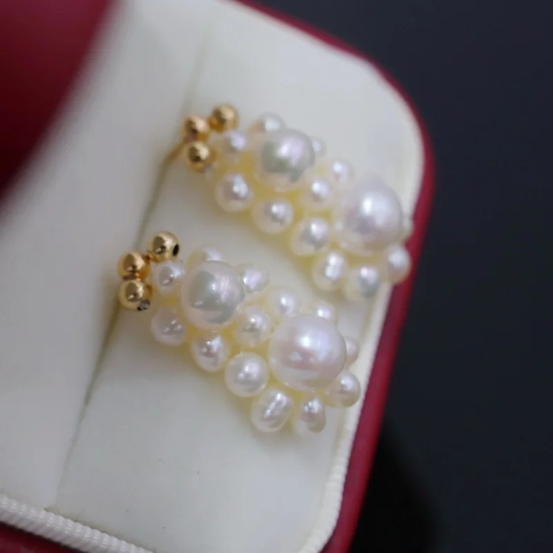 

SGARIT новые серьги-капли из 14-каратного золота с натуральным пресноводным жемчугом, геометрические серьги для женщин, модные украшения