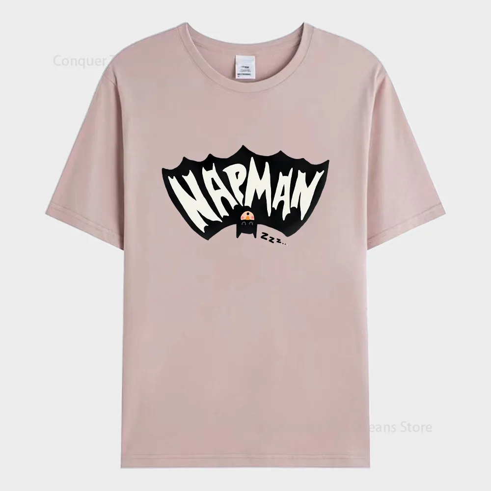 Funny Superheroes Print Men\'s T-Shirt Batman Tops Cotton Short Sleeve High Quality Oversize High Quality O-Neck Women\'s Tops 