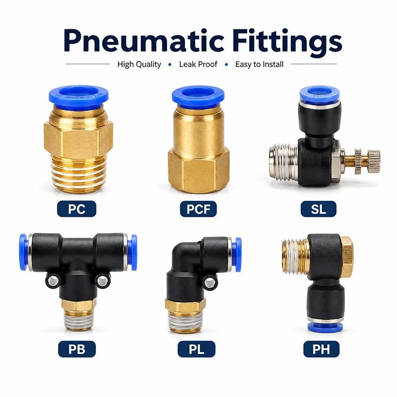 Pneumatic Connector Brass Quick Joint Push in Air Fitting OD 4-12mm Thread M5 1/8
