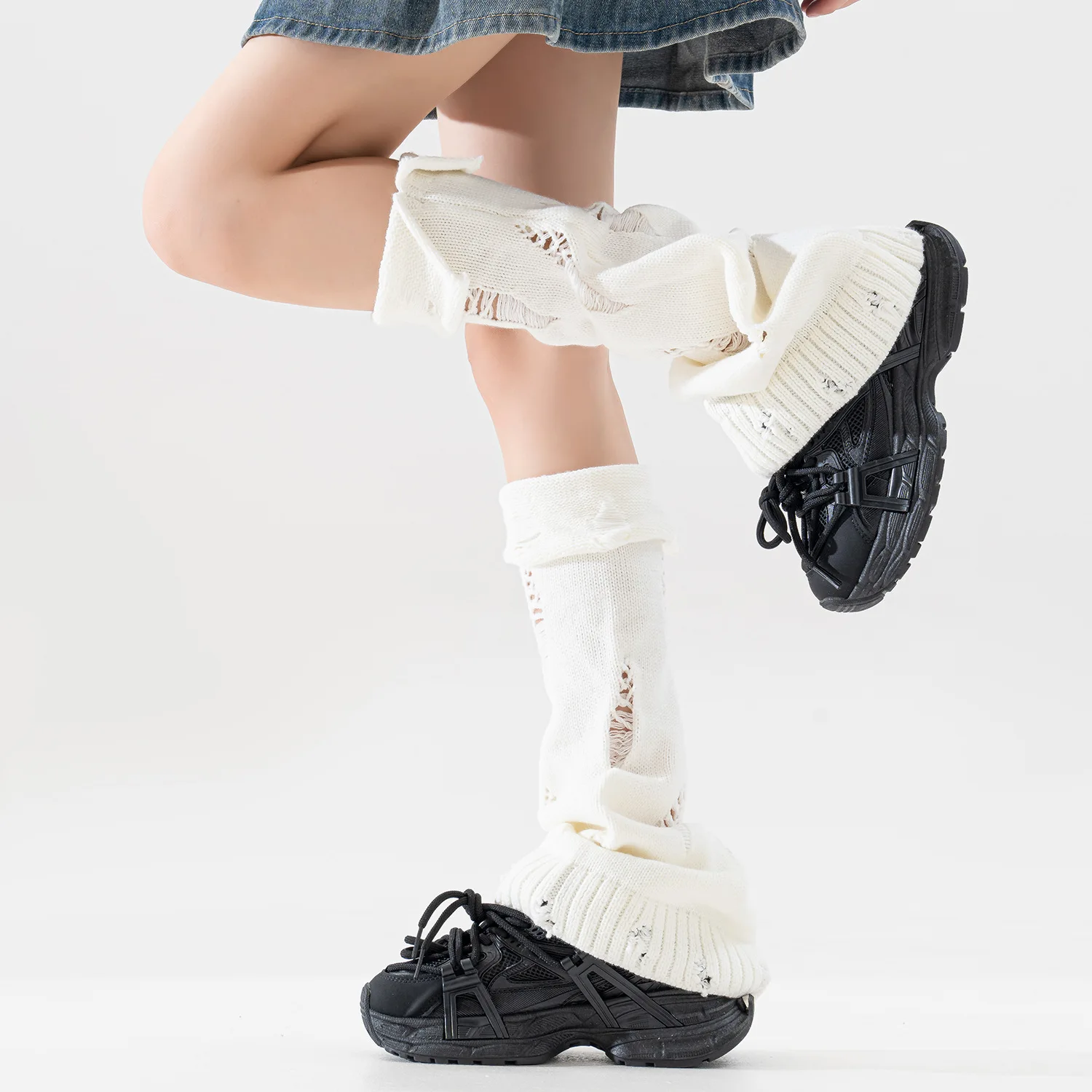 Nuevos productos de otoño e invierno, calcetines Millennium Hot Girl Y2k, personalidad Retro, estilo universitario, cubierta de pierna ancha con bridas