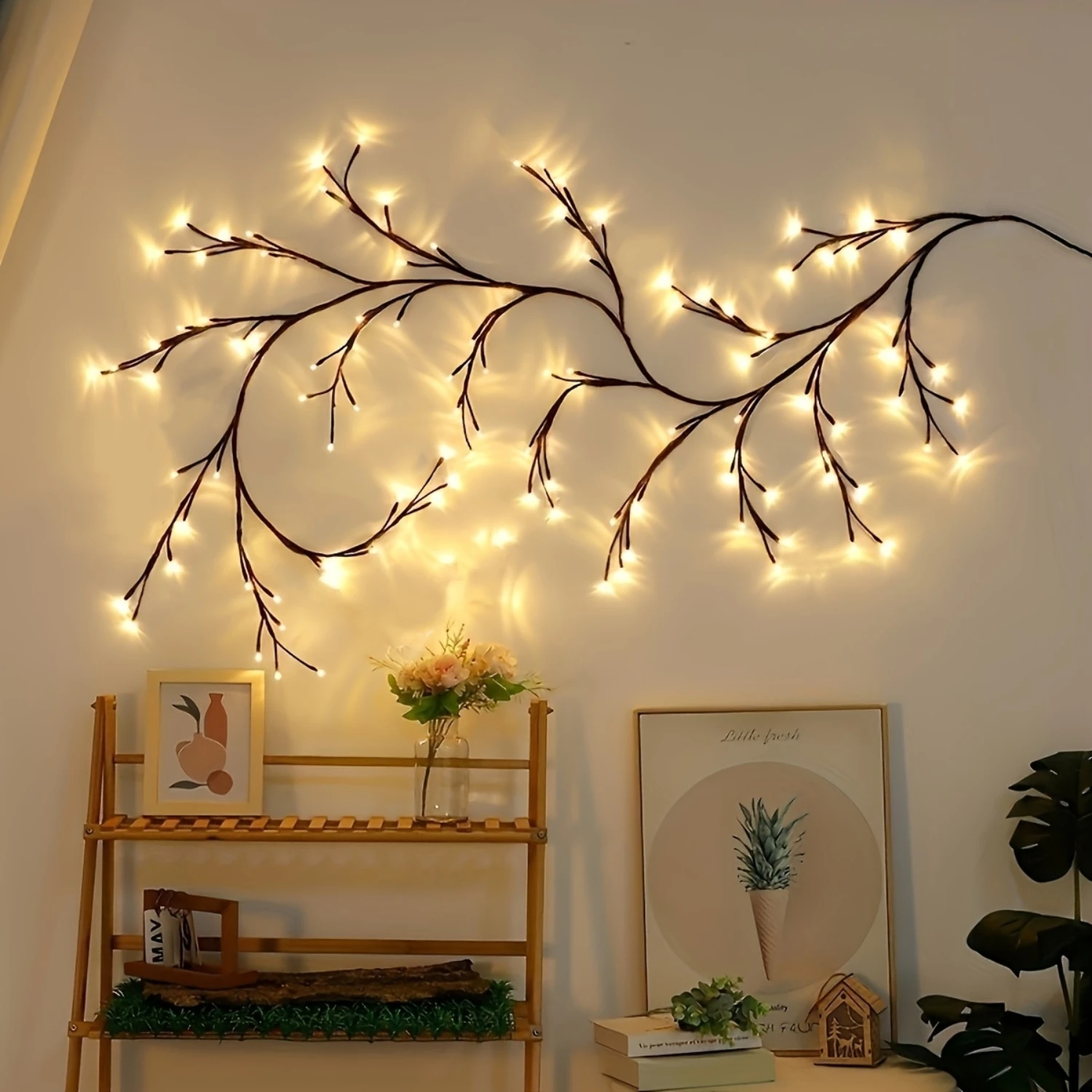 Nuova luce di vite fai-da-te festiva, accogliente e scintillante con 96 luci natalizie alimentate tramite USB a LED per la decorazione di Desktop e pareti, prow