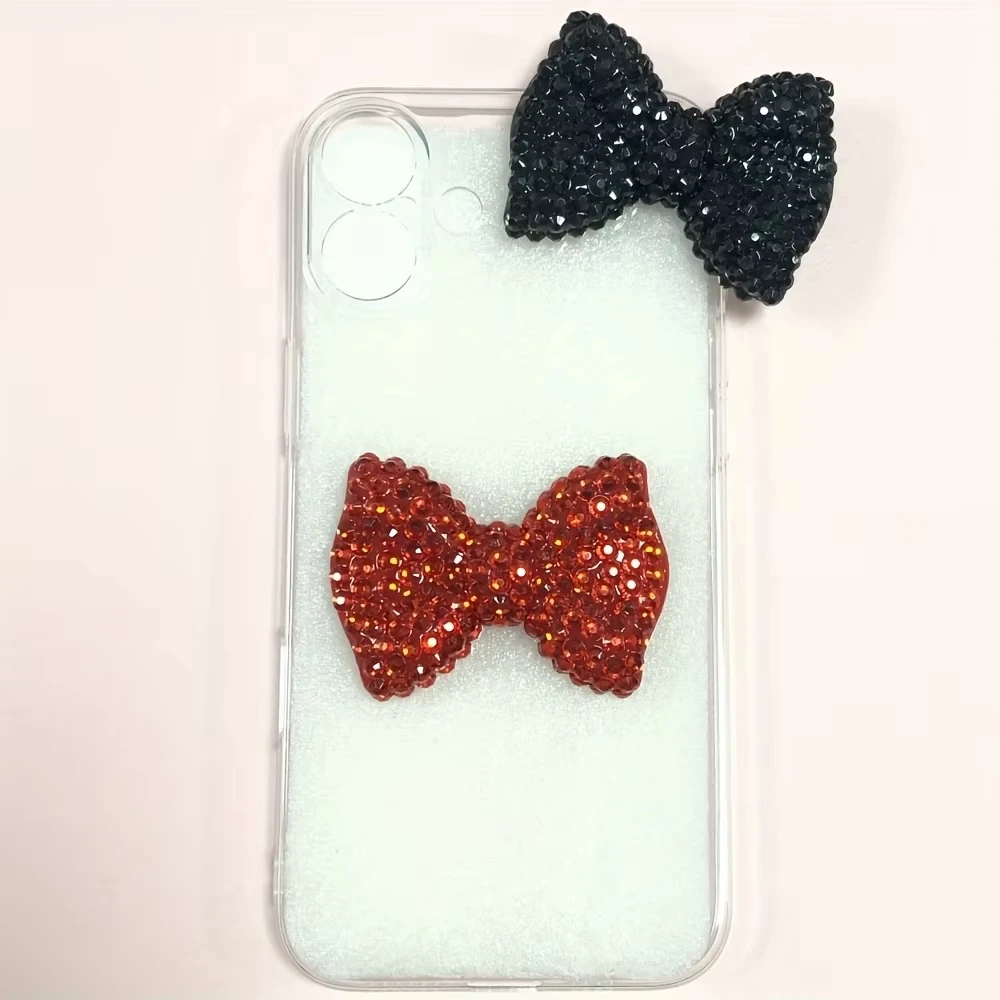 10Pcs/Set Luxury Dopamine Shiny Pearl Bow Rhinestone Decoration 3D Diy Junk Phone Case Mirror Ornament Accessories Wholesale