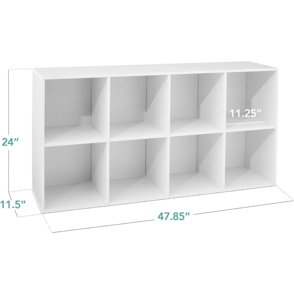 Products 8-Cube Storage Organizer, 11in Shelf Opening, Bookcase, Display Shelf, Customizable w/ 3 Removable Back Panels – White