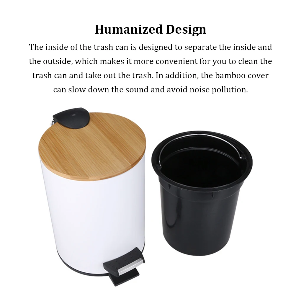 5L Trash Can Garbage Bin Step Handle Design Rubbish Bucket Multifunctional Waste Container For Bathroom Living Room Dustbin