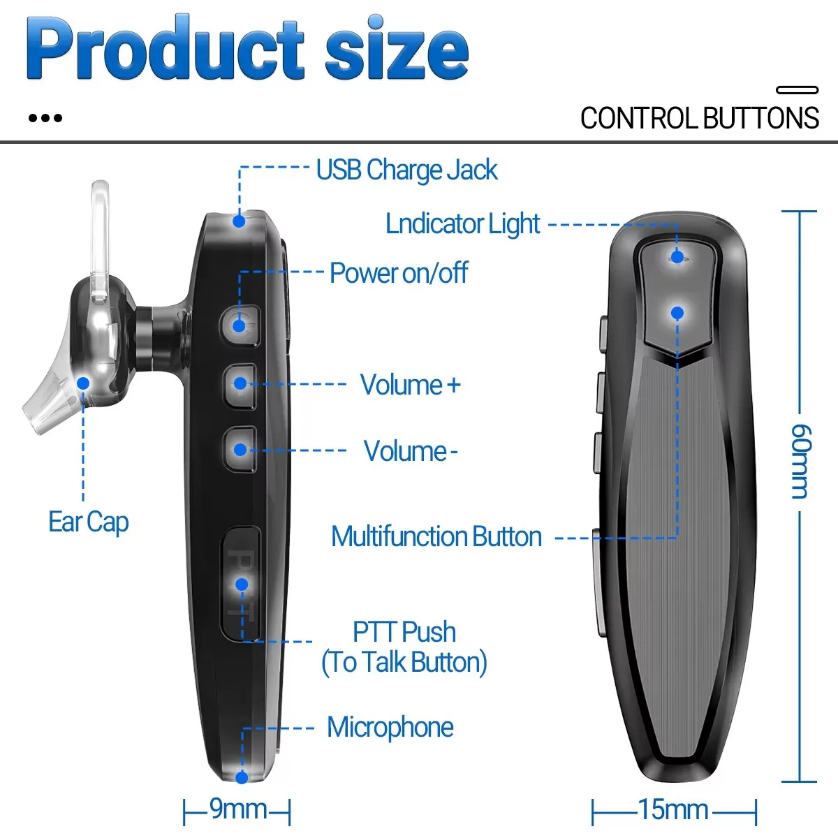 Walkie Talkie Draadloze Bluetooth Ptt Headset Handsfree K Plug Voor Kenwood Microfoon Headset Adapter Baofeng UV-5R