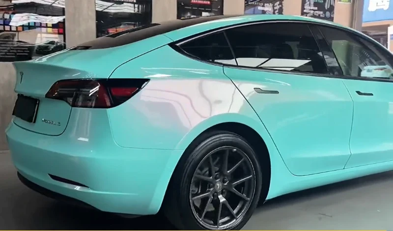 

Dreamy Metallic Gloss Miami Teal Vinyl Wrap Film Color Shift Car Wrapping Roll Adhesive Decal Air Free Channels