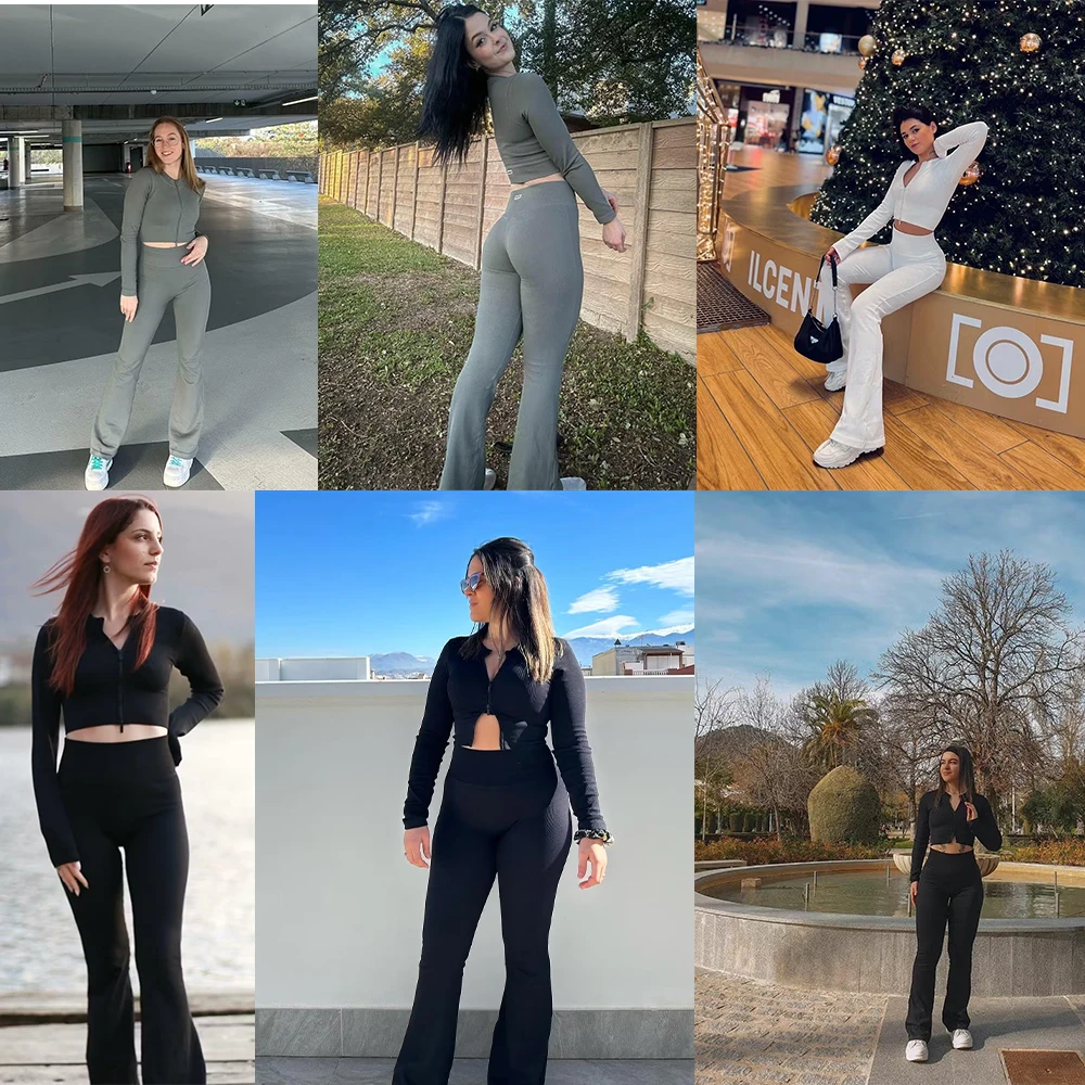 Rozkloszowane legginsy Spodnie do jogi Kobiety Wysoka talia Szerokie nogawki Spodnie Kobiety Siłownia Fitness Sport Rozkloszowane spodnie Spodnie do