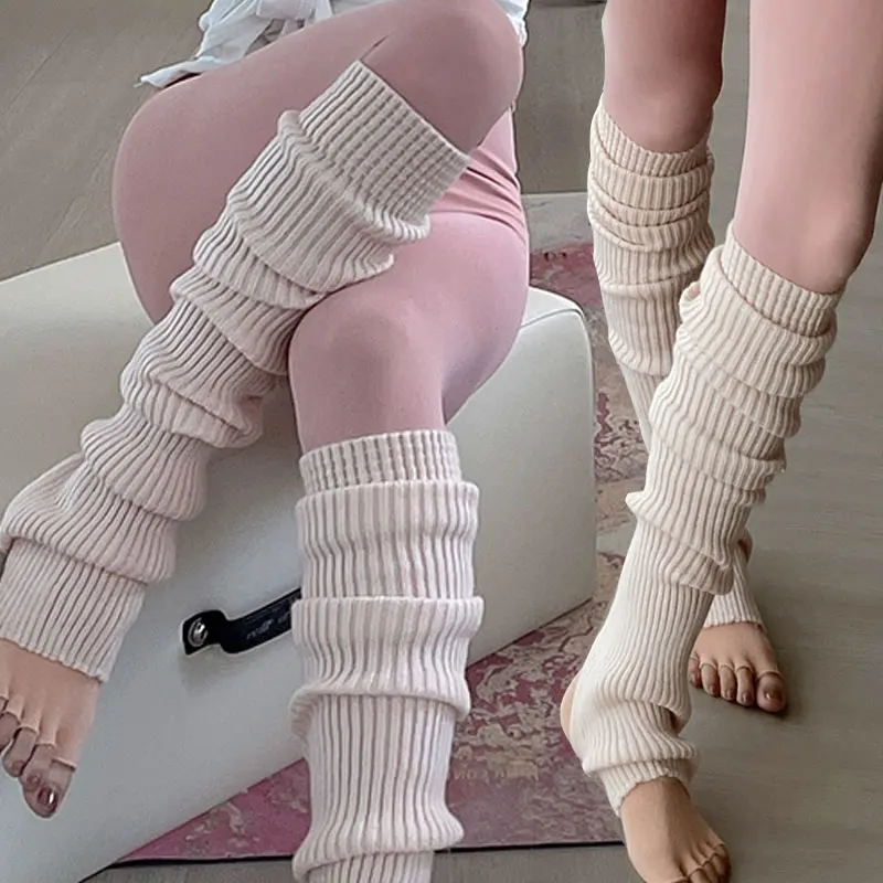 

Y2K Knitted Foot Cover Kneepad Leg Warmer Women Autumn Winter Wool Legwarmers Woman Girls Pile Heap Socks