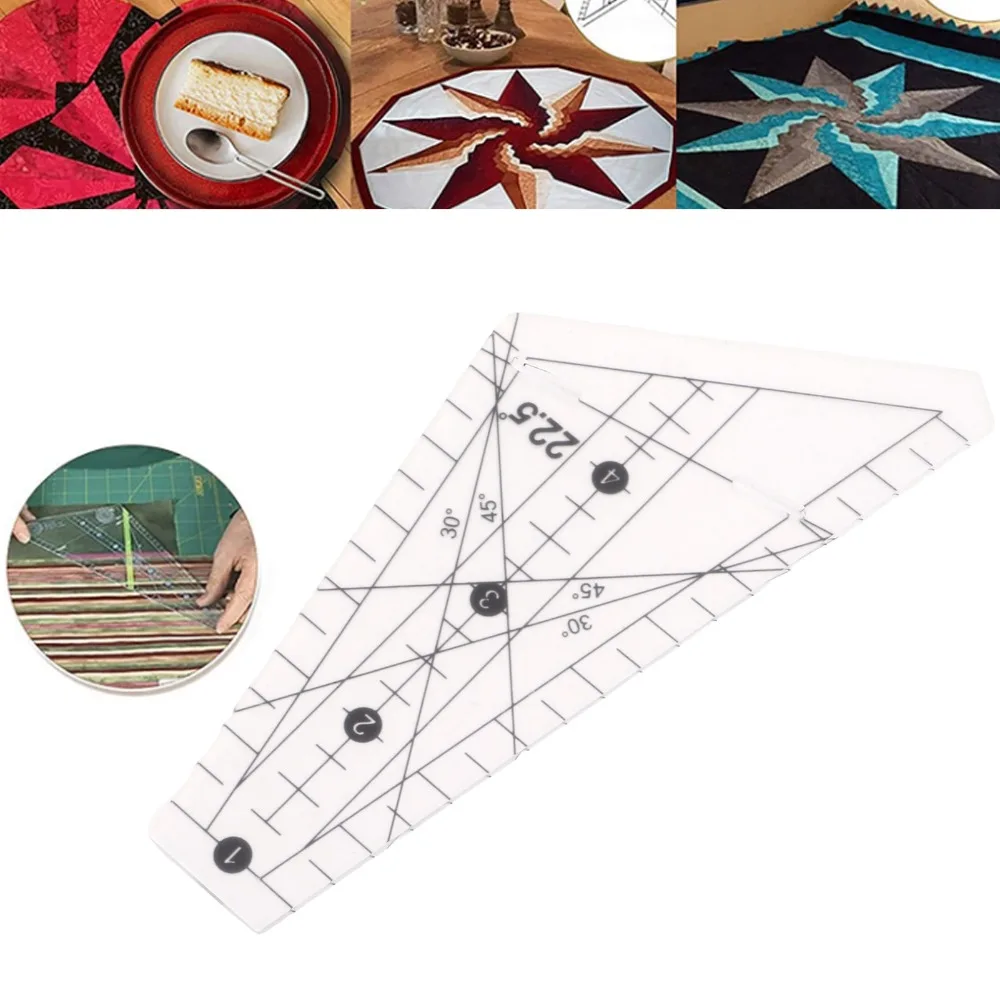 Durable 22.5 Degree Angle Quilting Ruler Slot Design Acrylic Sewing Template Ruler Sewing Stencil Tool For Sewing DIY