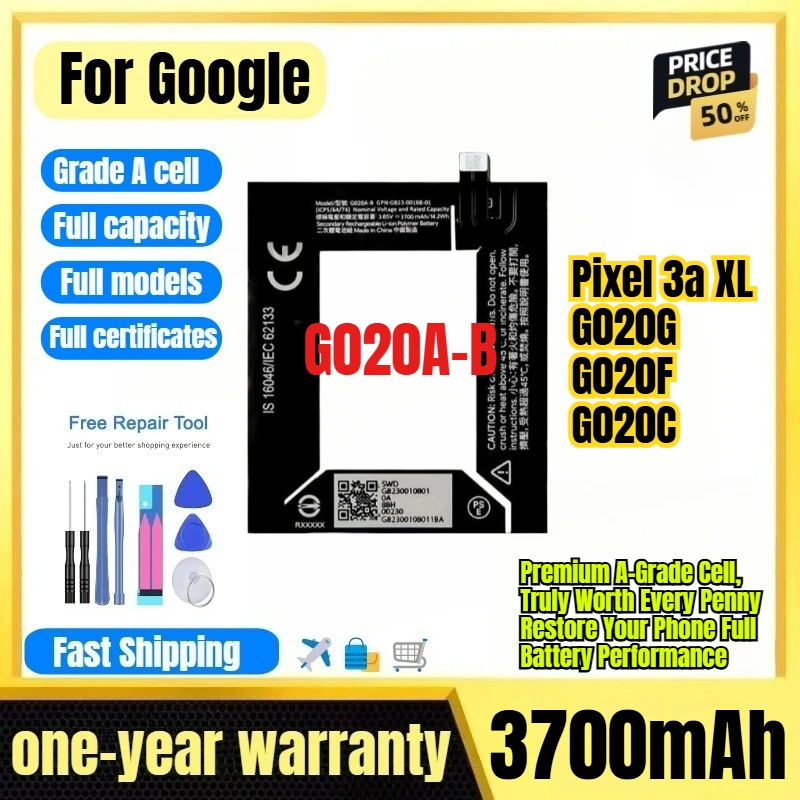 G020A-B for Google Pixel 3a XL/G020G/G020F/G020C Phone Battery 0 Cycle High Capacity Battery Replacement Bateria Grade A Cell