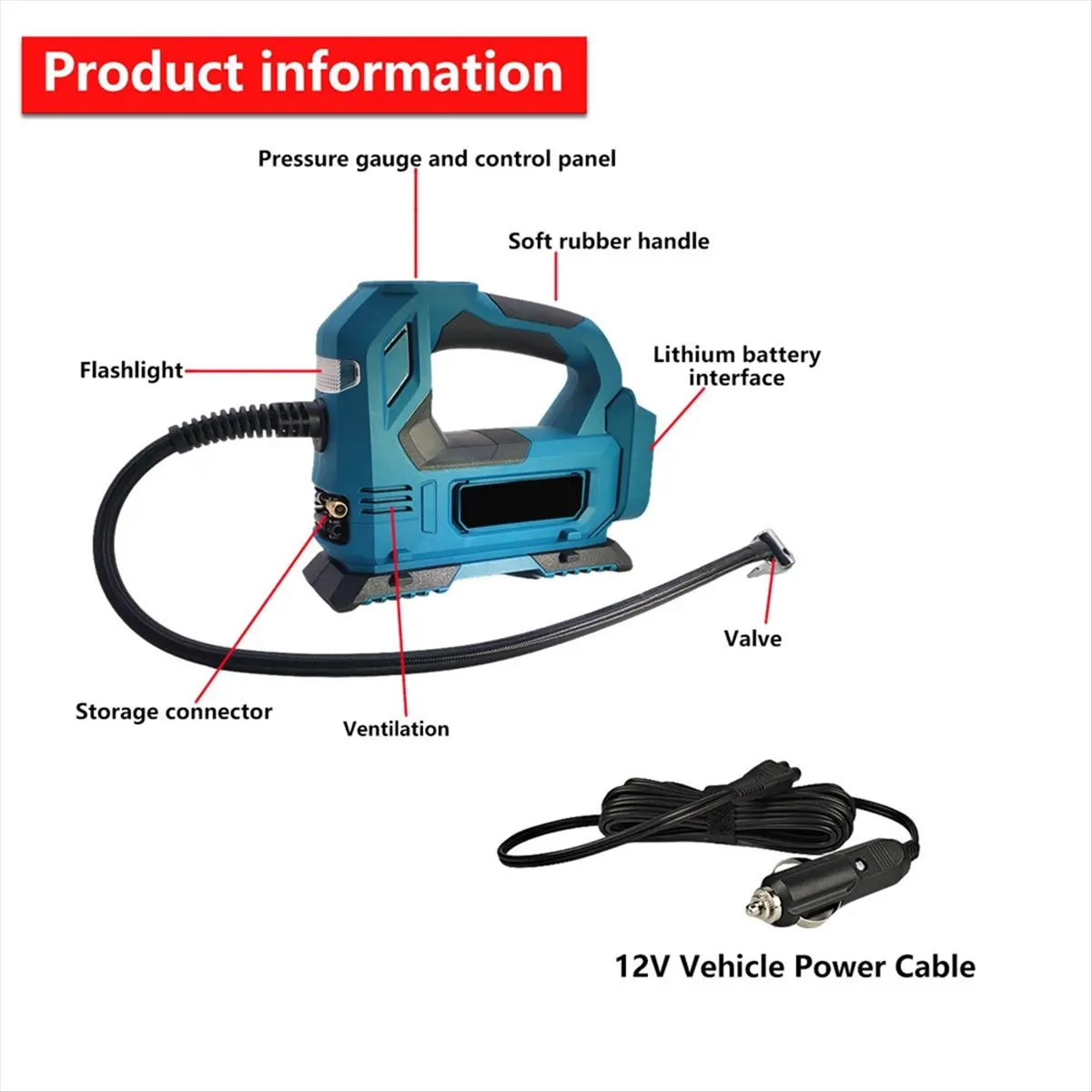 Best of 2026 Cordless Electric Air Pump for Car Bicycle Tires Balls Portable Car Tire Inflator Air Compressor for 18V Battery