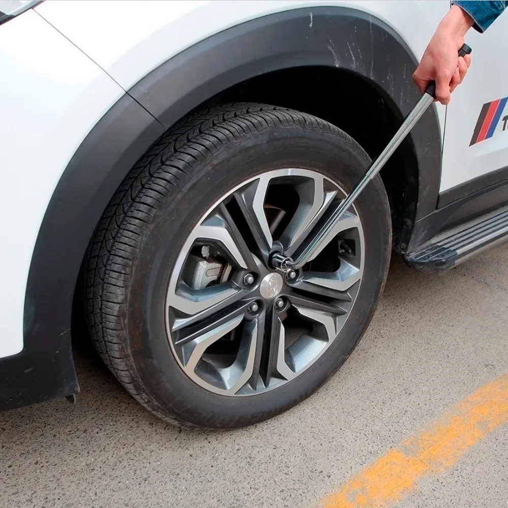 Imagem -03 - Chave de Pneu Profissional em Forma de l com Soquete Conjunto de Chave de Roda de Carro Resistente Chave Telescópica de Aço Portátil Ferramenta Manual para Casa