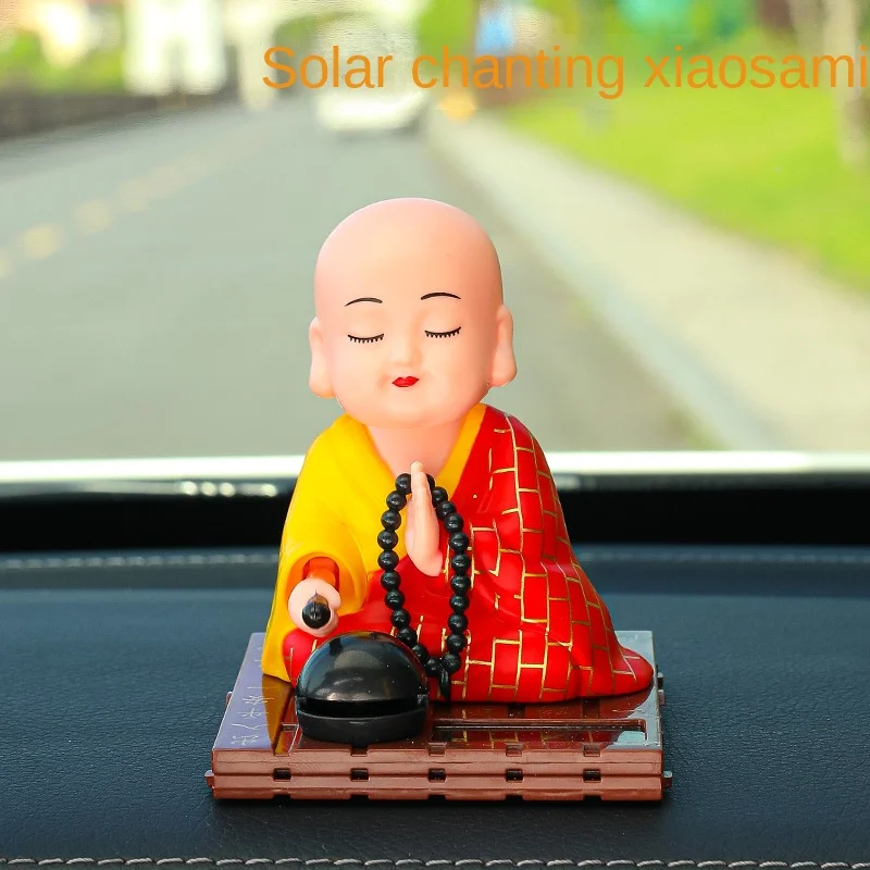 Figurine Bouddha Solaire Pour Tableau De Bord – Moine Qui Balance – Décoration Voiture Apaisante Et Humoristique