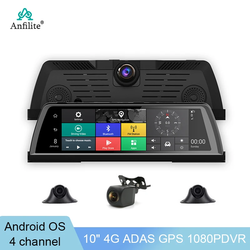 

360° Panoramic Dash Cam 4 Cameras Video Recorder Surveillance Night Vision 10 inch Car DVR ADAS Dashboard Android GPS CAR DVR