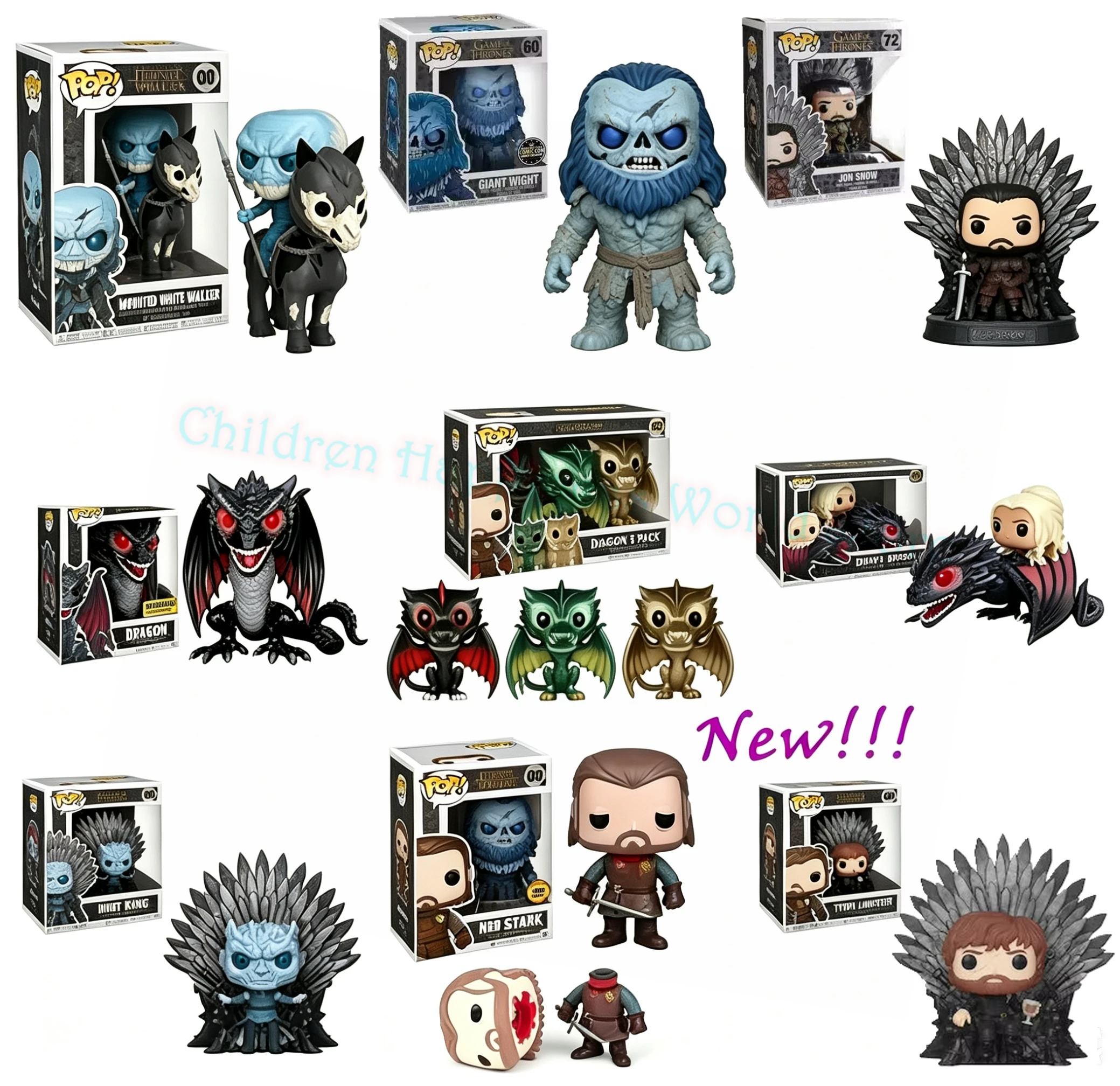 FUNKO POP Juego de televisión de NED STARK 02 #   Daenerys Drogon 15 #   Andador blanco montado Rhaegal Night King 60 #    Figuras Modelo Juguetes Tronos