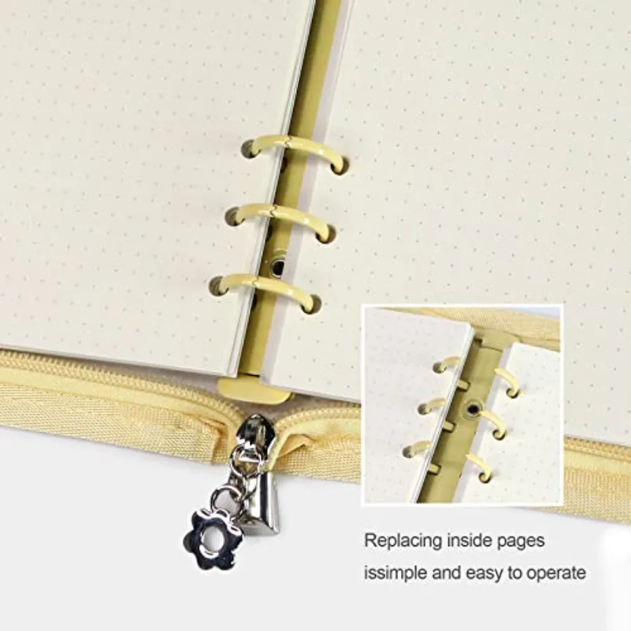 Папка A6, 6-кольцевая обложка для переплета, прозрачный корпус для блокнота из ПВХ с застежкой-молнией, сверкающая бюджетная папка для бюджетной системы, план путешествий