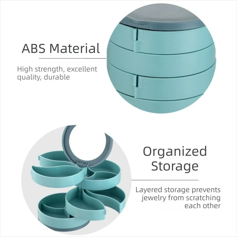 

Многоуровневая подставка для украшений с зеркалом, вращающаяся пластиковая подставка с крышкой, пылезащитный настольный органайзер для хранения, для ожерелий