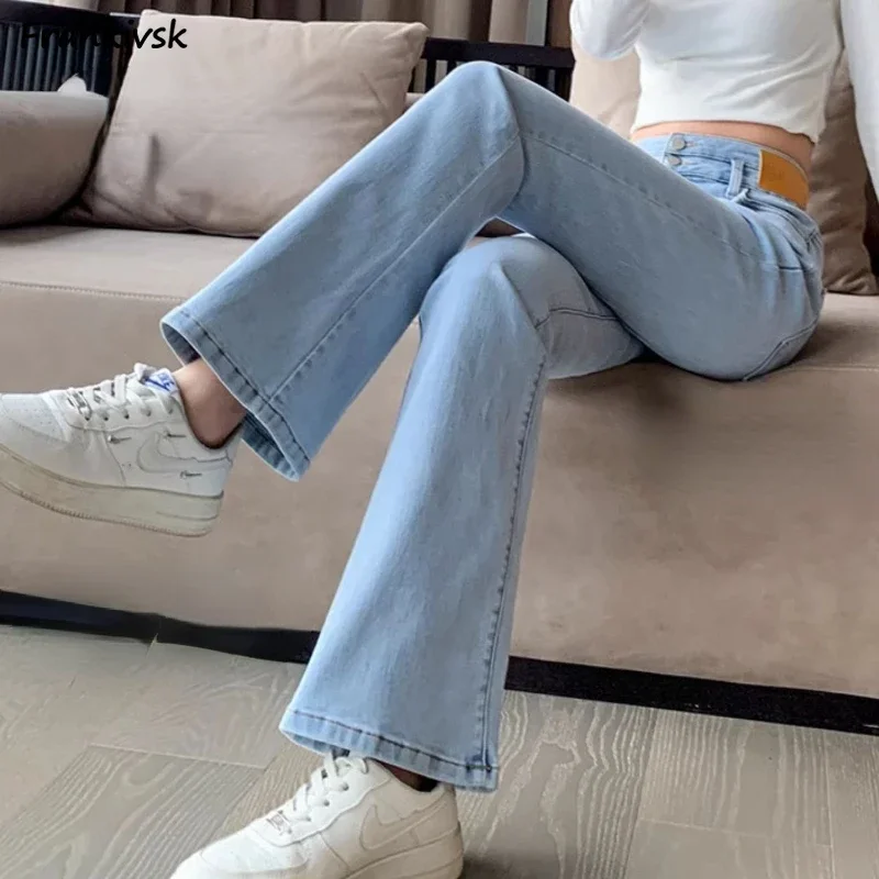 

Skinny Flare Jeans Women Washed High Waist Casual Sexy Girls Holiday Ulzzang Fashion Stretchy Commuter Classic Trousers Simple