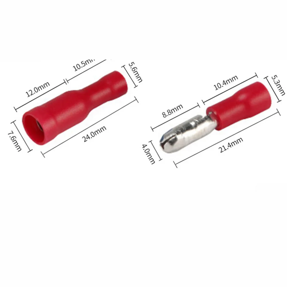 

100Pcs Electrical Insulated Crimp Terminal Connector Kit Copper Tin-Plated Quick Disconnect Ring Spade Butt Joint for Electrical