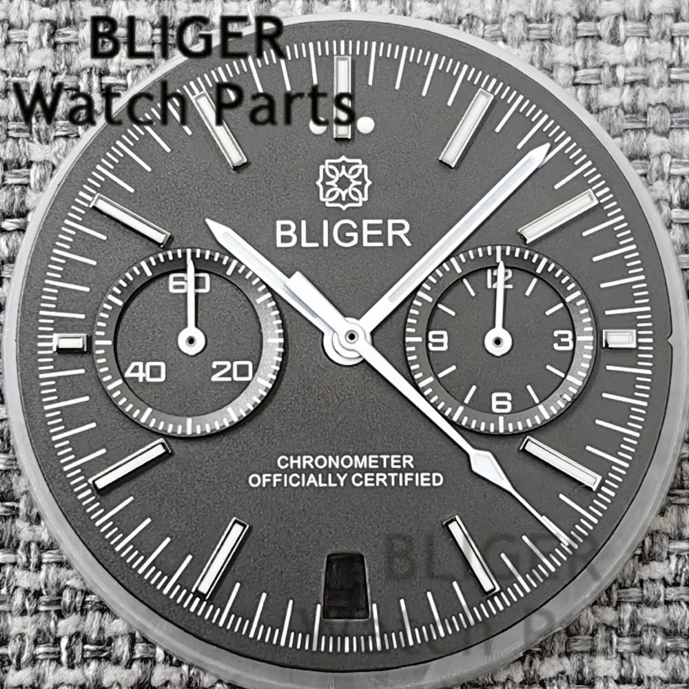 Запчасти для часов BLIGER, 31,5 мм, серый, Pelagos BRFXD, хронограф VK64, циферблат с 5-контактными стрелками VK64, зеленый светящийся механизм VK64