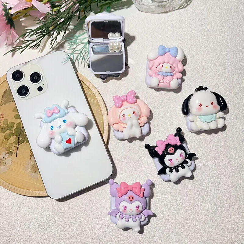 Universal Sanrio Cartoon Mirror Phone Holder For IPhone For Samsung Huawei Xiaomi Smart Phone Stand Bracket For Women Girl