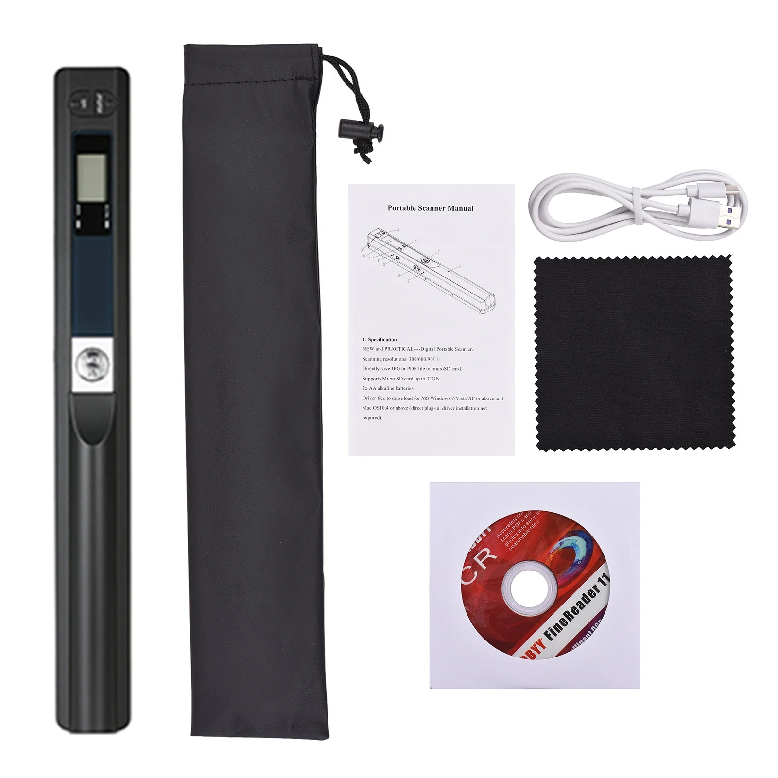 

Portable Scanner Mini Handheld Document Scanner JPG & PDF Format A4 Book Scanner Fast Scanning Speed 300/600/900 Movement Speed