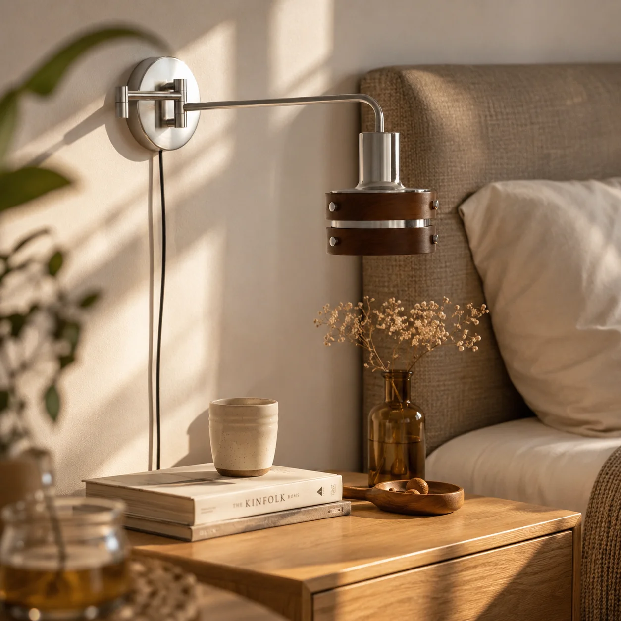 

Retro Wall Reading Lamp Space Saving Swing Arm Lamp Extendable Wall Sconce Swivel Head Home Lighting for Bedroom