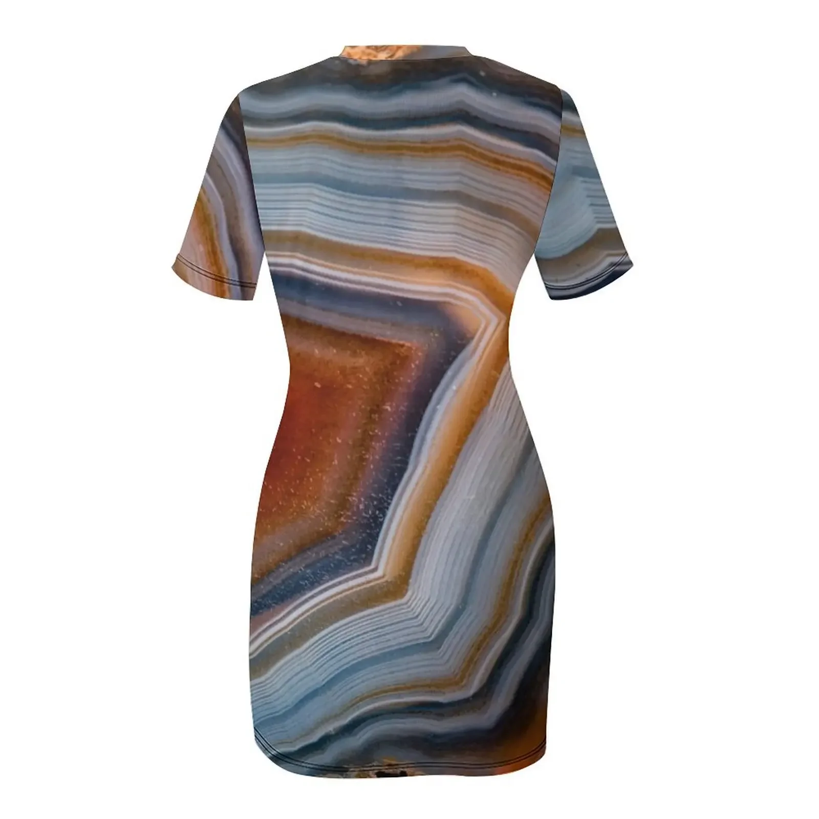 Vestido de manga curta geodo de ágata em camadas 3163, vestidos de aniversário para mulheres, vestido sexy