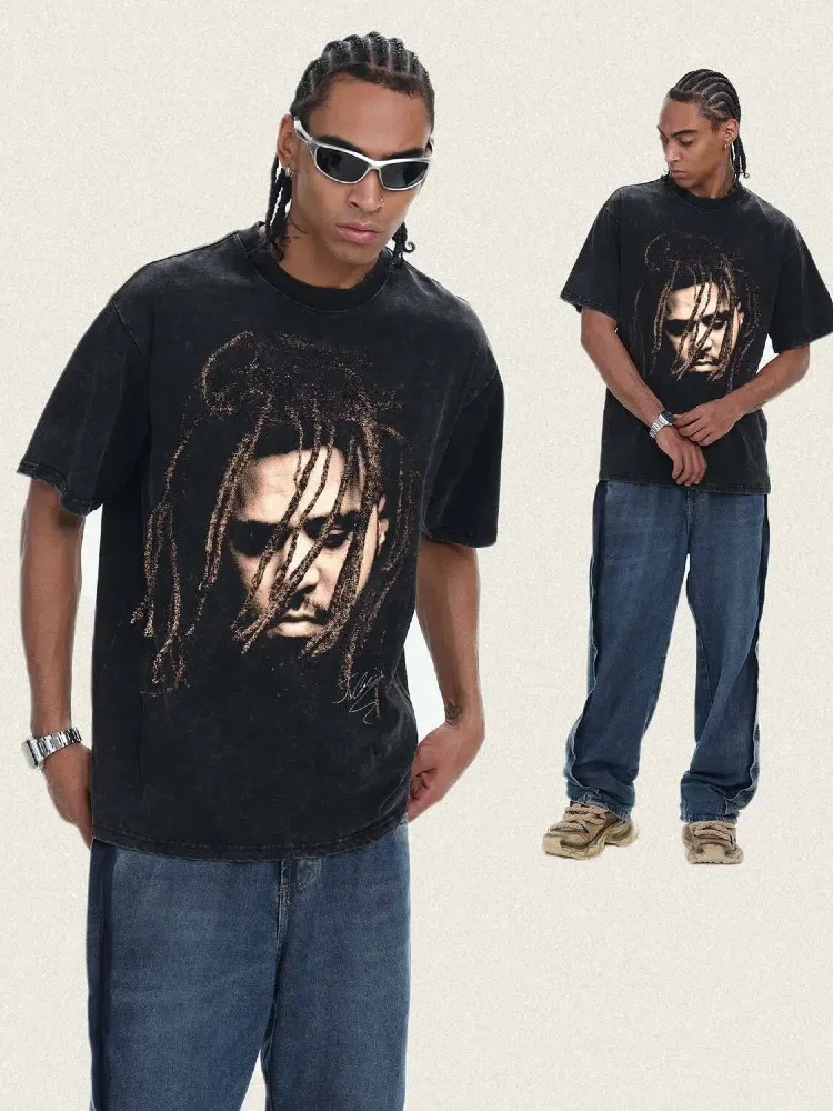 J. Cole Unisex Heavyweight Crew-Neck Short-Sleeve T-Shirt American Hip-Hop Style