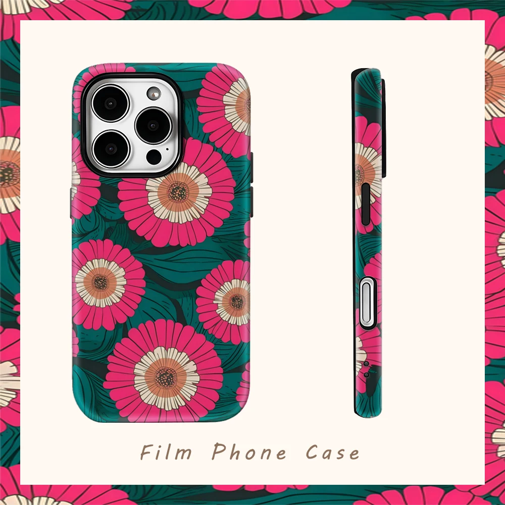 

Популярный чехол для телефона с розовыми цветами для IPhone 17AIR 16E 16 15 14 13 12 11 17 Pro Max Plus, двухслойная задняя крышка