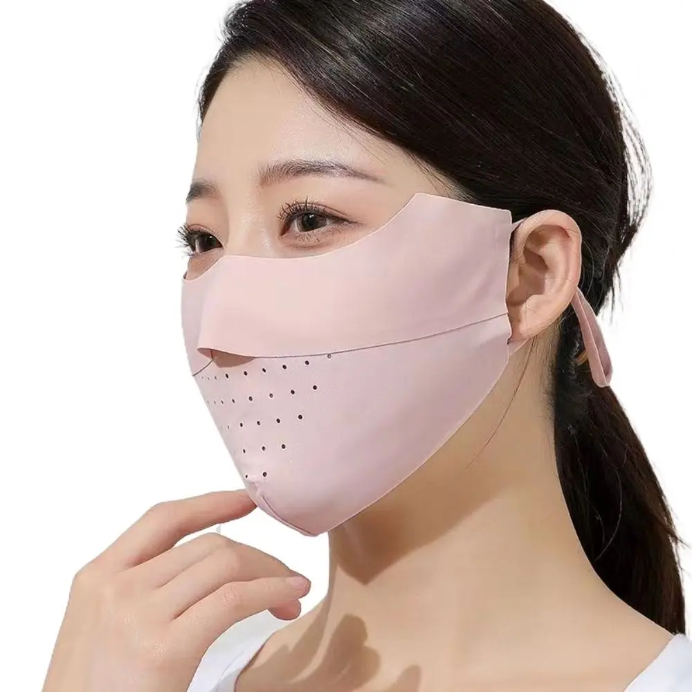 Máscara Anti-UV Respirável, Secagem Rápida, Proteção Solar, Seda Gelada, Capa Facial, Corrida, Esportes, Máscaras de condução