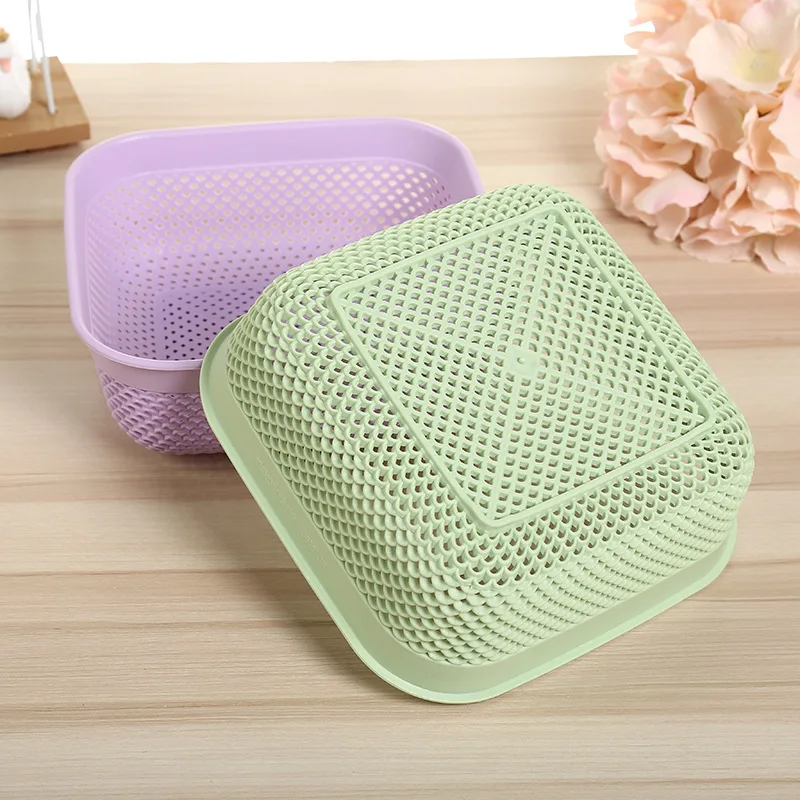 Plastic Drain Basket Desktop Storage Basket Multi-Specification Vegetable Fruit Kitchen Storage Basket Washing Basket Wholesale