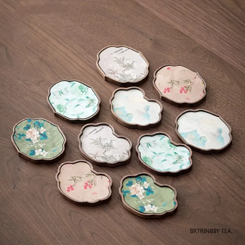 

1 Pc Chinese Walnut Wood Coaster Tea Tray Household Teapot Tray Insulation Anti-slip Coffee Tea Cup Mat Teaware Accessories