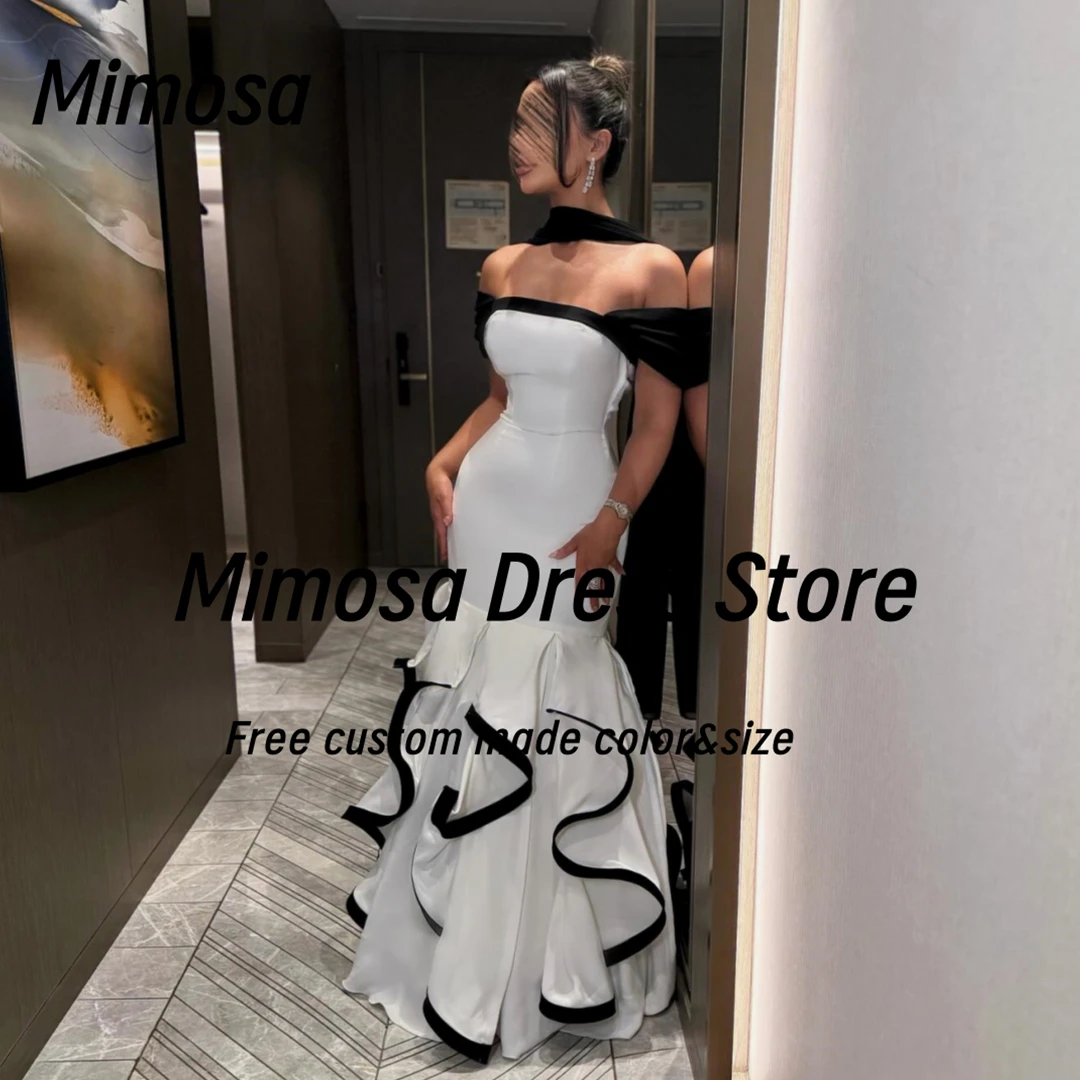 Mimosa Contrast Color Prom Dresses 2025 Strapless Off Shoulder Vestidos Des Fiesta Long Ruffles Evening Party Gowns Customized