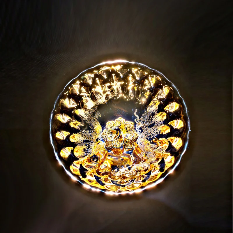 Electroplated Handcrafted Gold and Silver Color Demon Concubine Dragon King Cup Golden Jade Full House Tianshan Snow Lotus