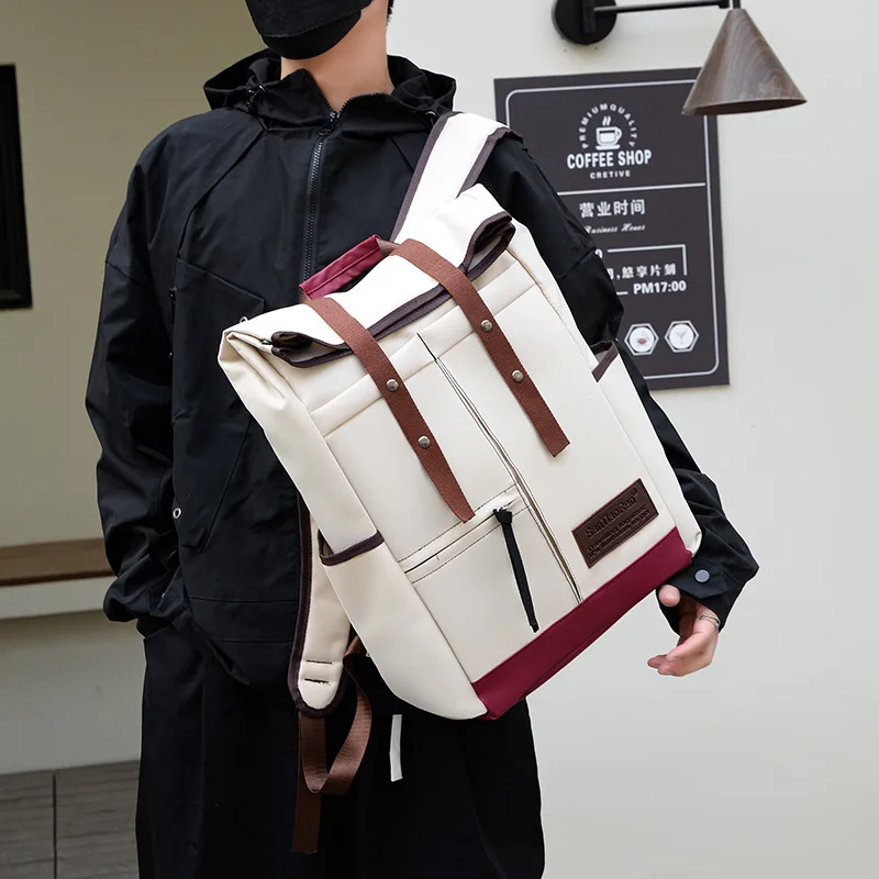 กระเป๋าเป้สะพายหลังสำหรับผู้ชาย, ใหม่2024กระเป๋าเป้สะพายหลังคอมพิวเตอร์แฟชั่นกระเป๋าเป้นักเรียนกระเป๋าเดินทางความจุขนาดใหญ่กันน้ำผ้าอ็อกซ์ฟอร์ด