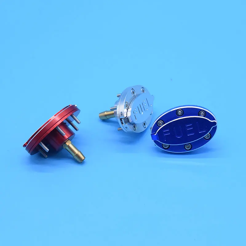 Boquilla de combustible de Gas y aceite de aleación de aluminio disponible en 3 colores, boquilla de repostaje fueraborda con tapa magnética para barco de Gas Nitro Rc