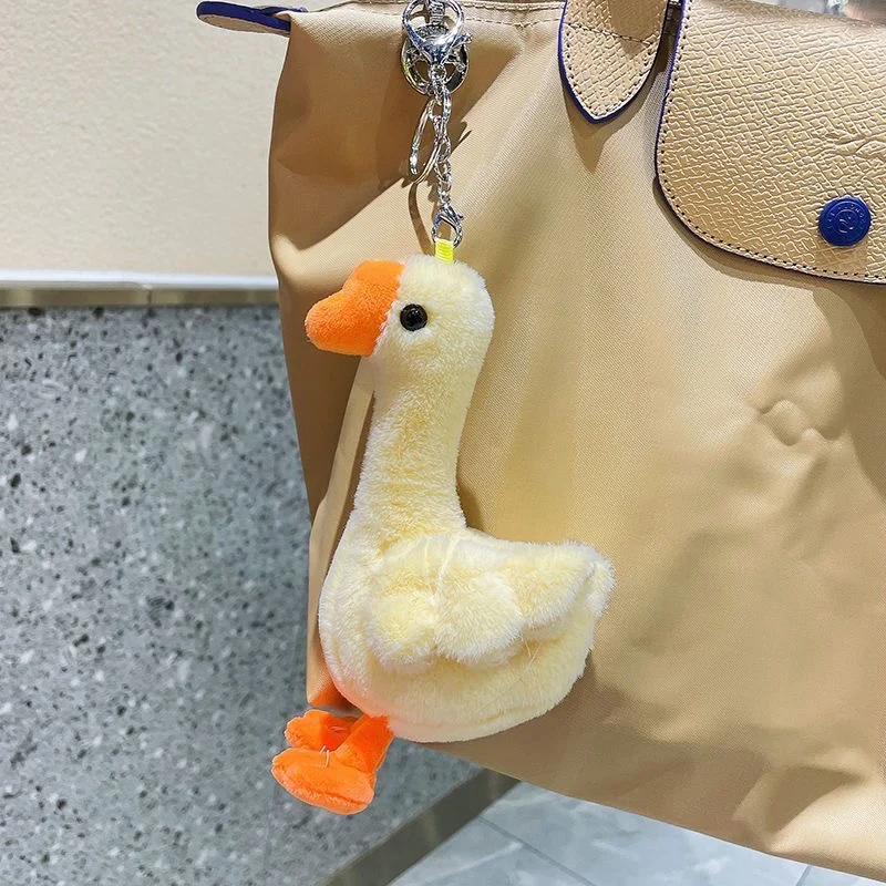 Soft Plush Duck Keychain Adorable Animal Keyring Bag Purse Accessory Stuffed Cartoon Duckling Bag Charm Gift for Ladies