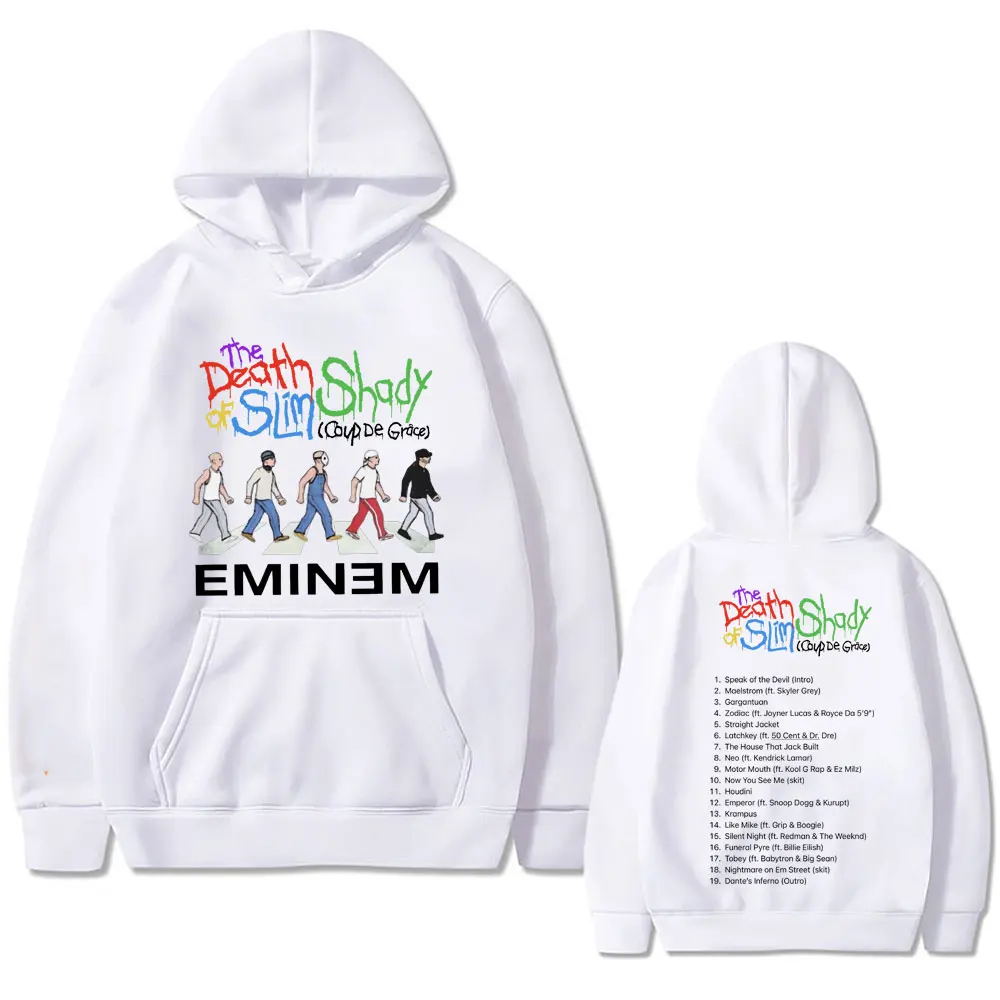 Hip Hop Rapper Eminem The Death of Slim Shady Album Double Sided Graphic Hoodie Men Fashion Oversized Sweatshirt Men's Clothing