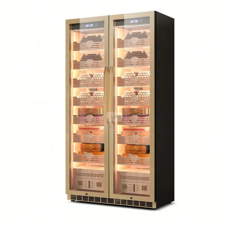 # for Premium Black & Gold 545/760L Electric Cigar Cabinet Humidor Spanish Cedar Wood Double Glass Door For North America