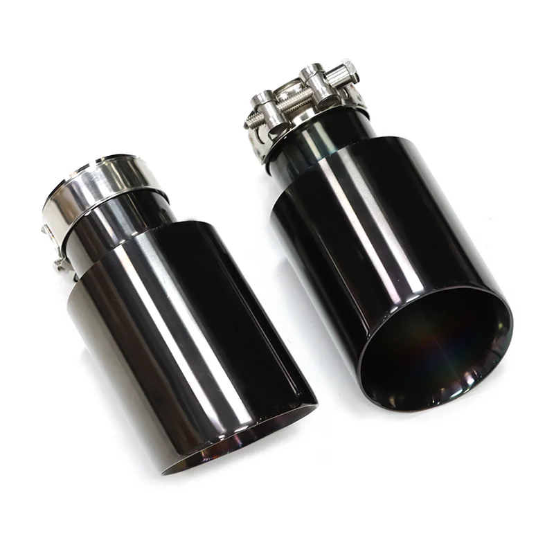 1Piece Car Black Stainless Steel Exhaust System Muffler Tip End Bevel Edge Outlet Universal Modified Exhaust Pipe Accessories