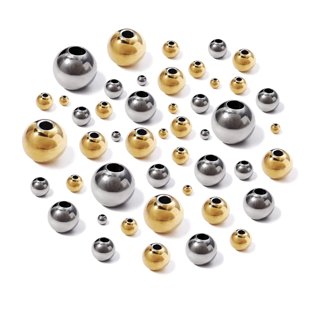 2mm 3mm-10mm koraliki ze stali nierdzewnej do tworzenia biżuterii luźne koraliki dystansowe otwór w kształcie kuli 1.2-5mm do bransoletek elementy biżuterii DIY