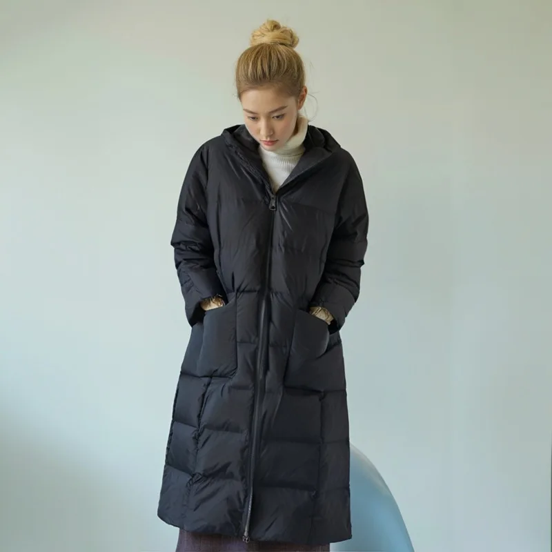 

Long Hooded Zipper Cotton Jacket Slim Fit Solid Color Large Pocket Spring Summer New Style Elegant Commuting Style Women's Coat