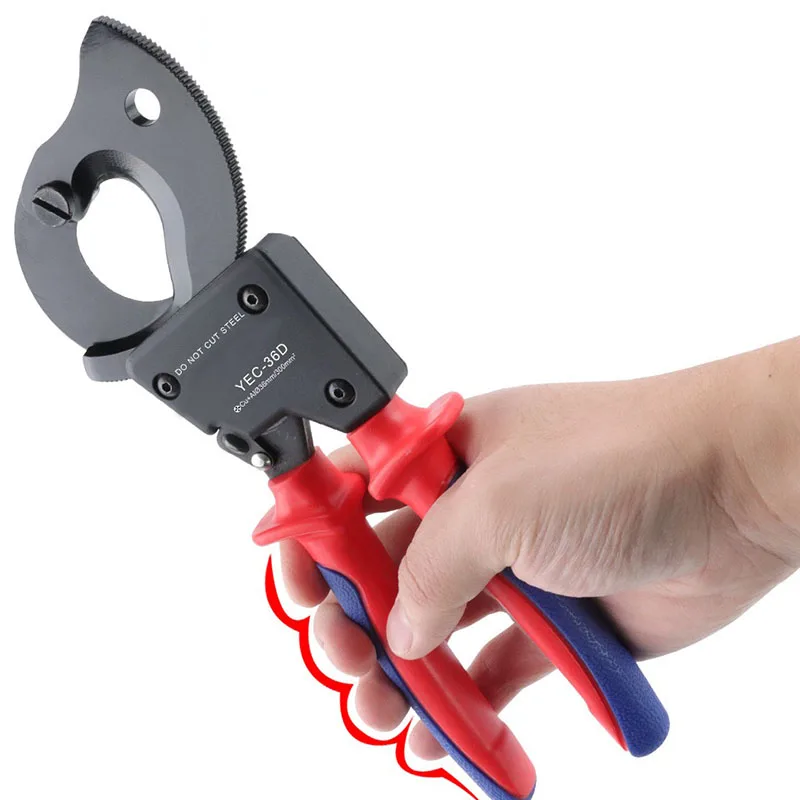 YEC-36D Ratchet Cable Shear Gear Type Scissor Wire Cutter High Strength Alloy Copper Aluminum Electrician Shear