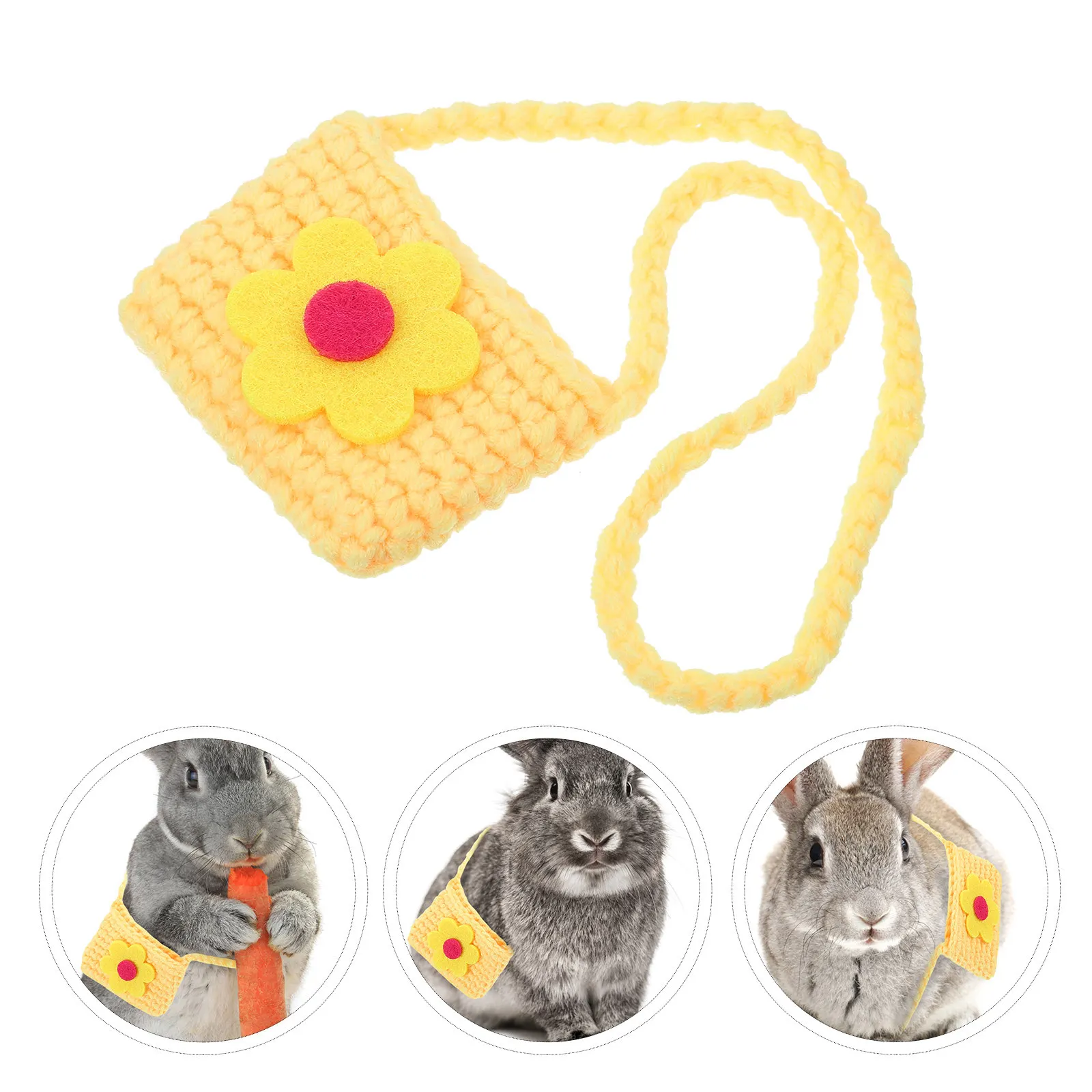 Yellow Mini Pet Backpack Small Hanging Pouch for Rabbits Bunnies Soft Comfortable Felt Pet Costume Bag Daily Wear Party Photo